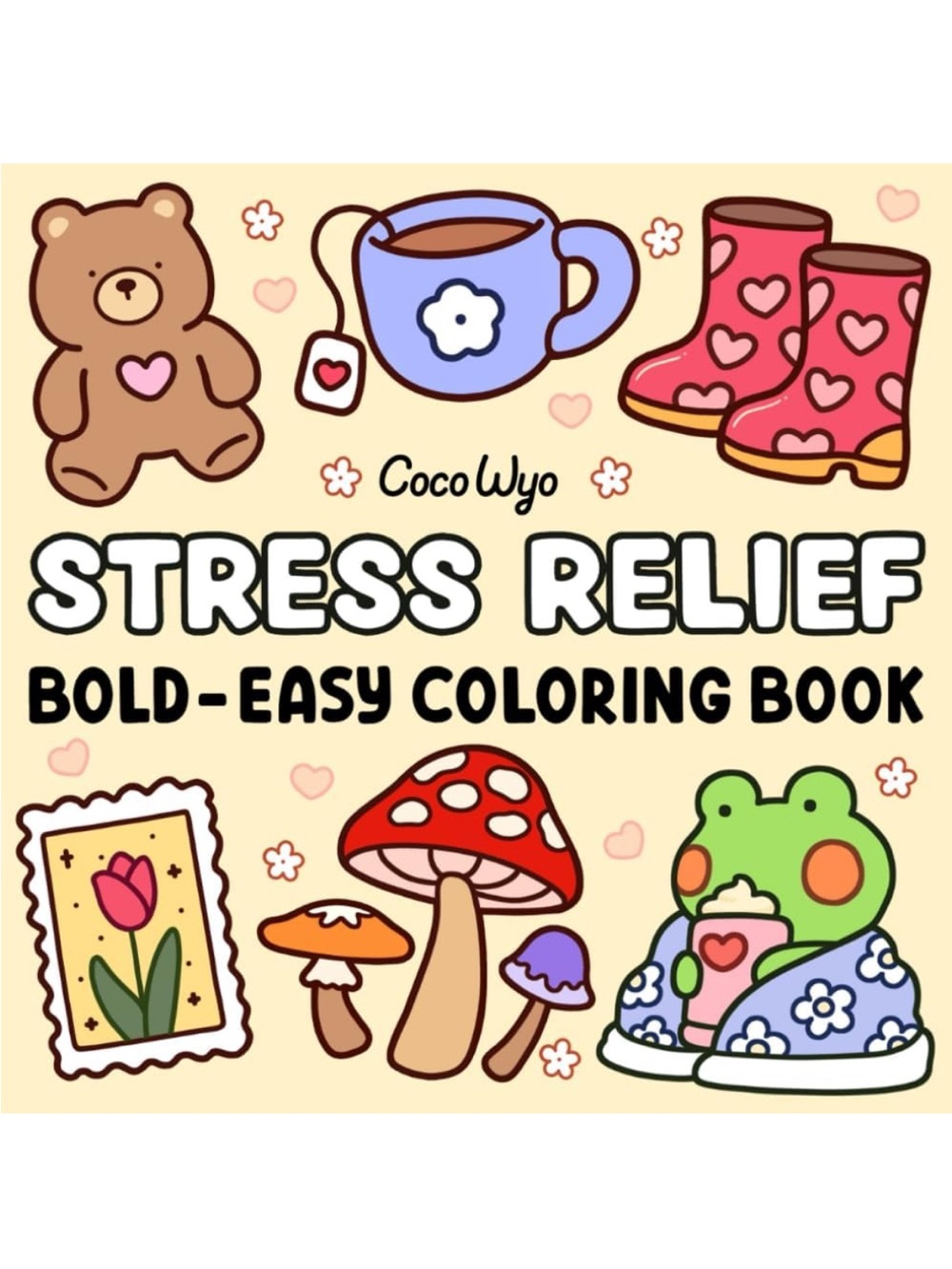 Stress Relief: Coloring Book for Adults and Kids & coloring pencils